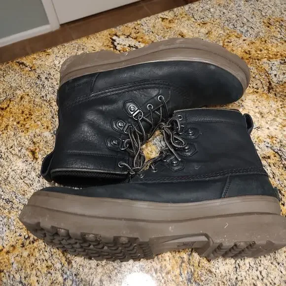 Sorel Caribou Street Waterproof Boots Black Brown Leather Lace Up Men's Sz 12